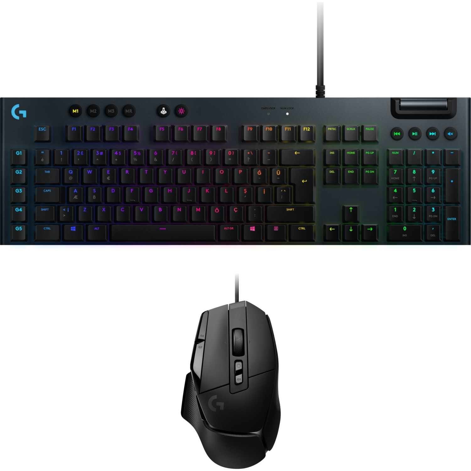 Logitech G G815 Lıghtsync Rgb Mekanik Türkçe Oyuncu Klavyesi ve G502 x Kablolu Hero 25K Oyuncu Mouse Seti (Uzun Ürün İsmi) - Logitech